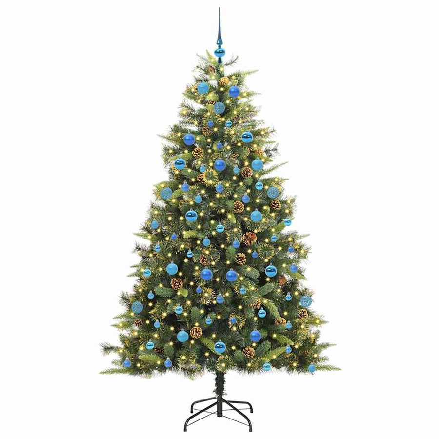 Kunstmatige Scharnier Kerstboom met Cones Groen 210 cm