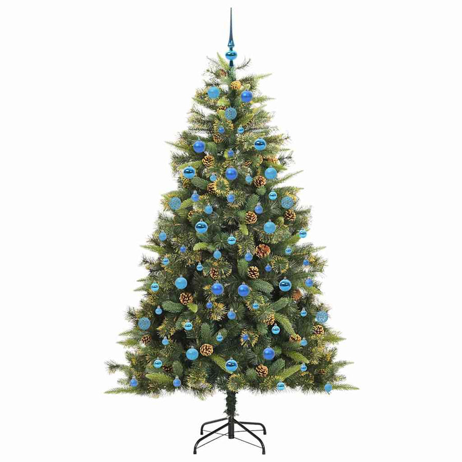 Kunstmatige Scharnier Kerstboom met Cones Groen 210 cm