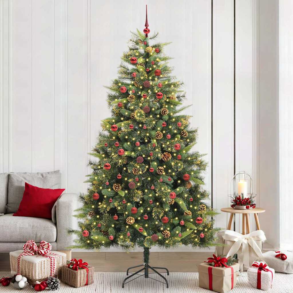 Kunstmatige Scharnier Kerstboom met Cones Groen 240 cm