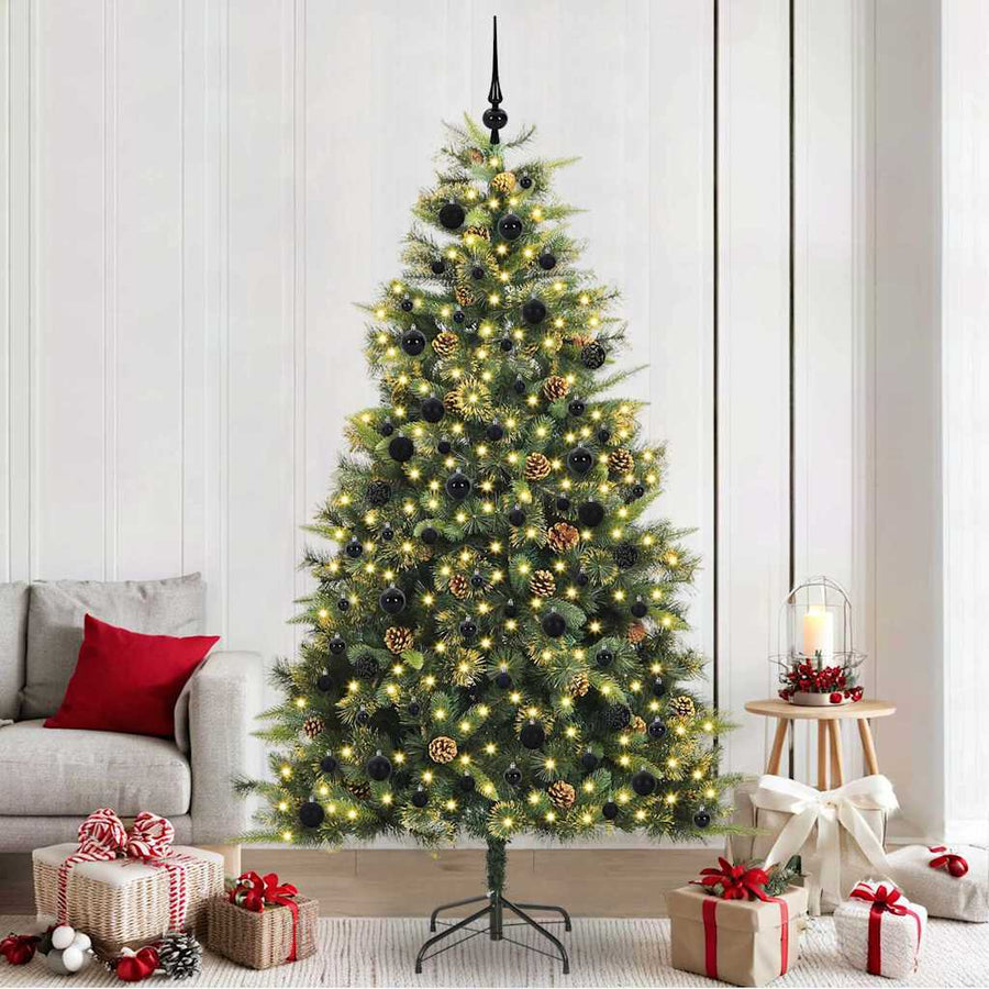 Kunstmatige Scharnier Kerstboom Met Cones Groen 240 cm