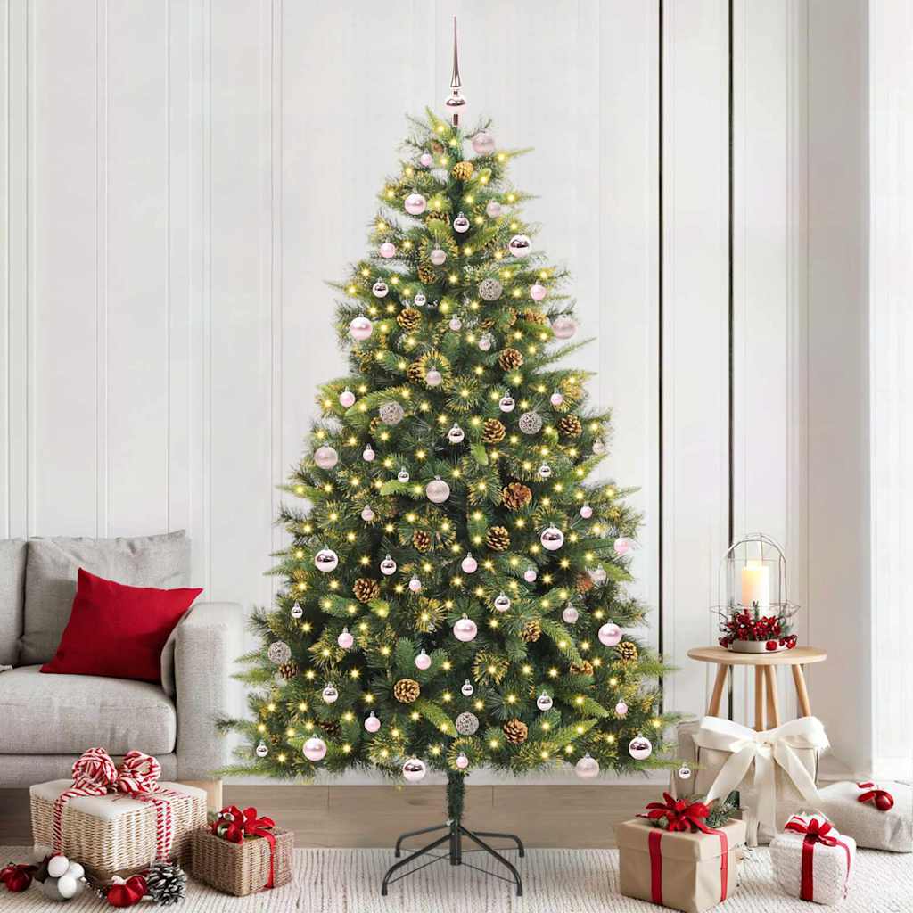Kunstmatige Scharnier Kerstboom Met Cones Groen 240 cm