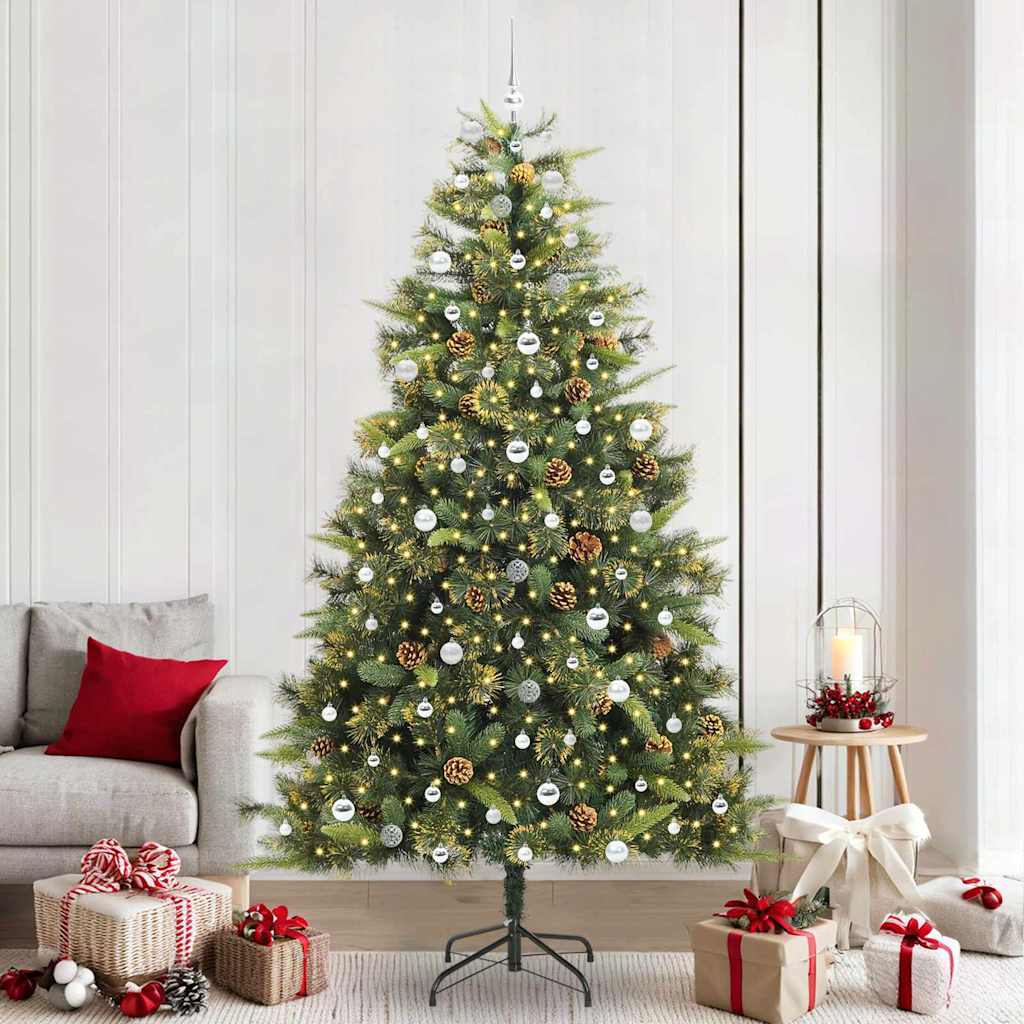 Kunstmatige Scharnier Kerstboom met Cones Groen 240 cm