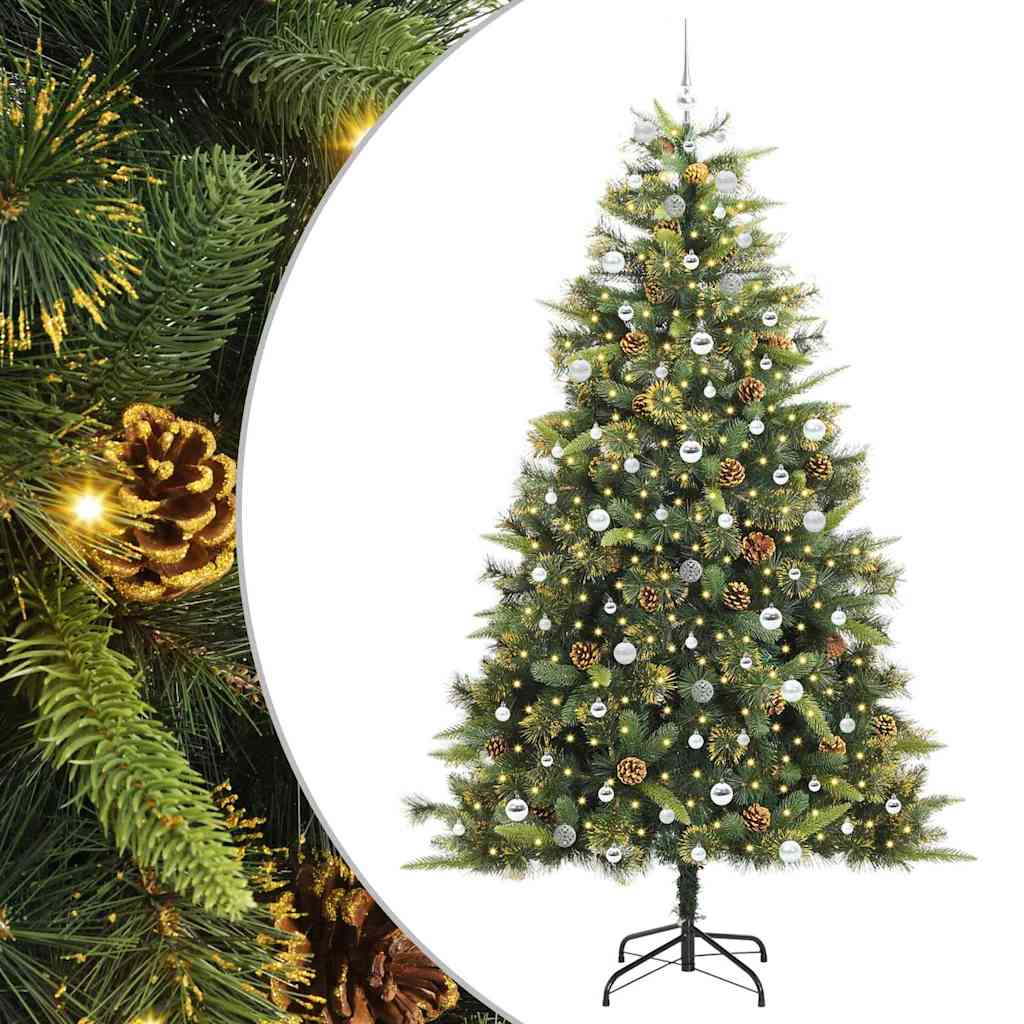 Kunstmatige Scharnier Kerstboom met Cones Groen 240 cm