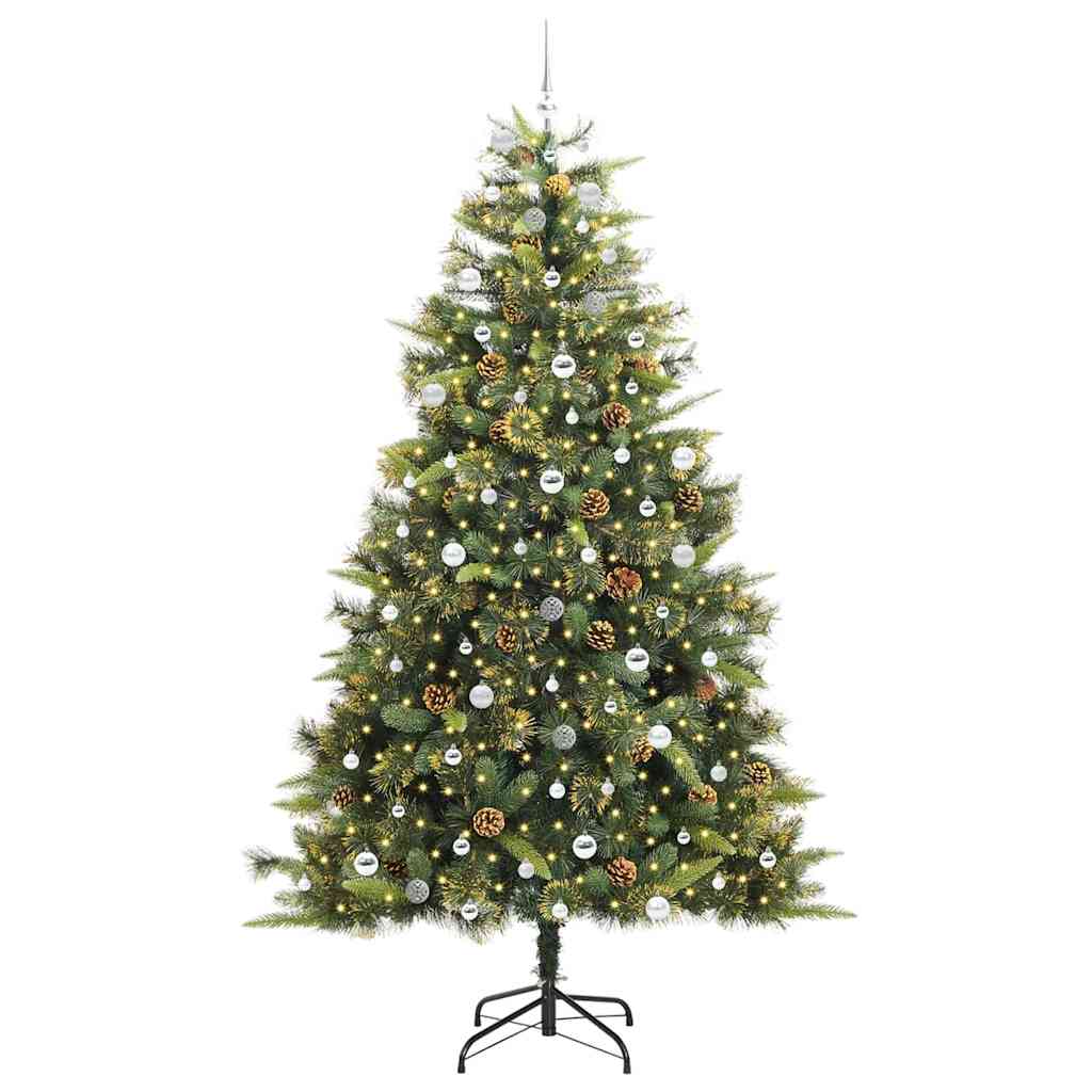 Kunstmatige Scharnier Kerstboom met Cones Groen 240 cm