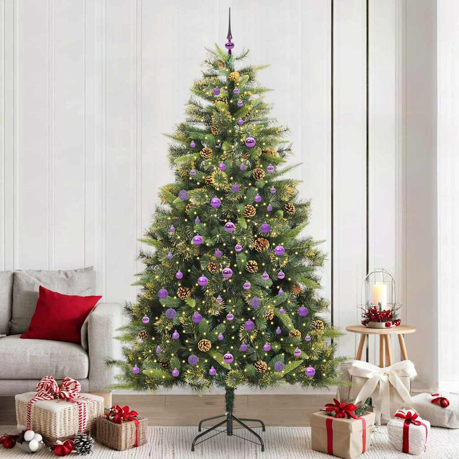 Kunstmatige Scharnier Kerstboom Met Cones Groen 240 cm