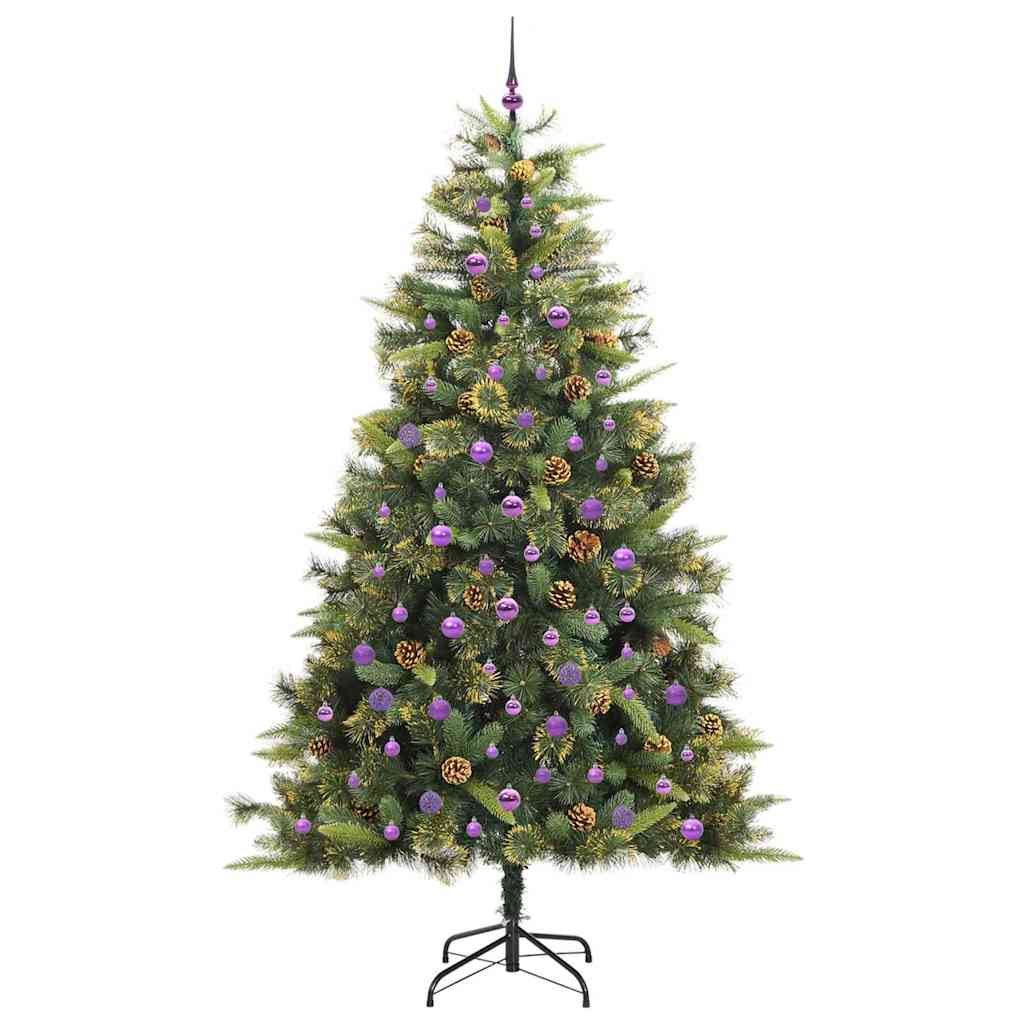Kunstmatige Scharnier Kerstboom Met Cones Groen 240 cm