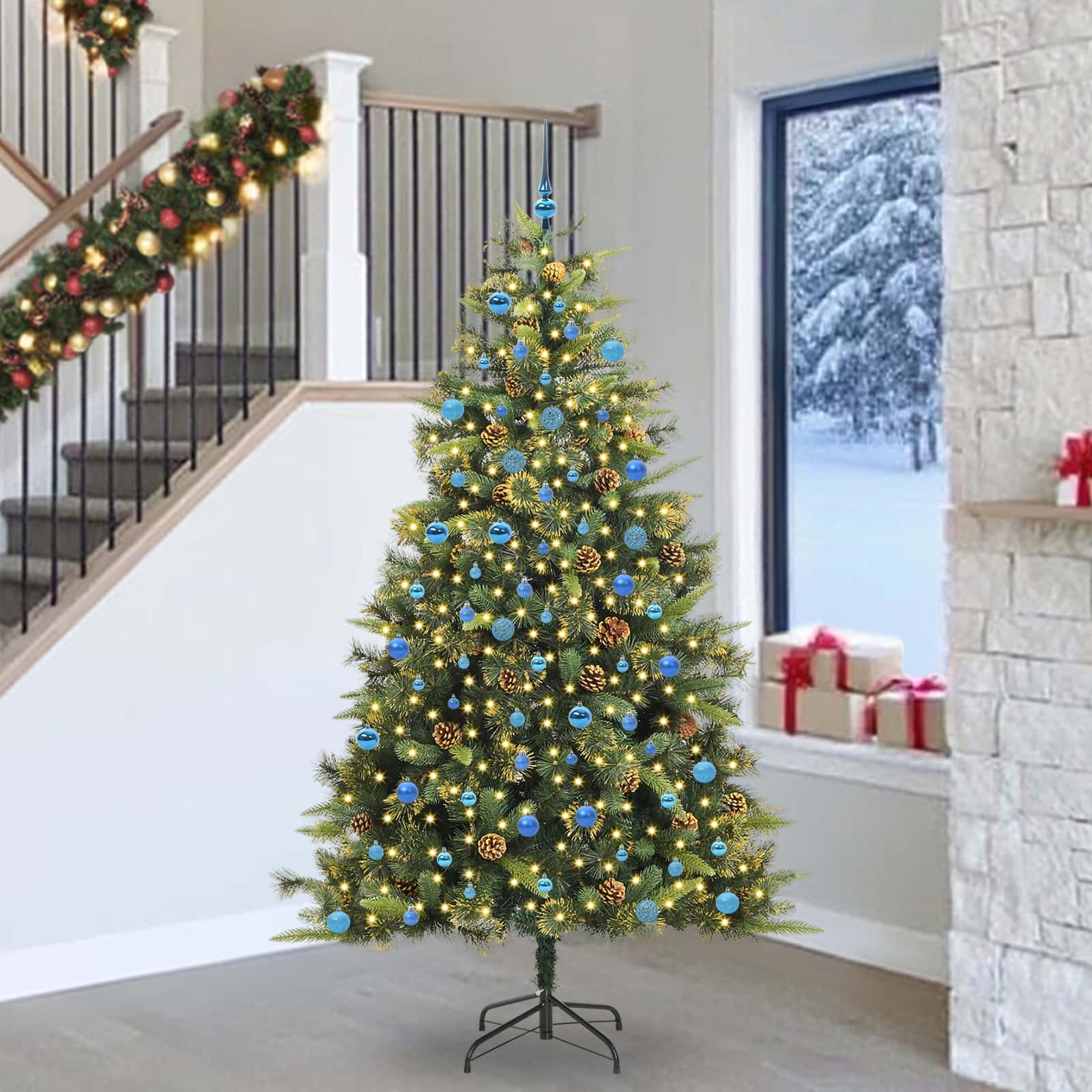 Kunstmatige Scharnier Kerstboom Met Cones Groen 240 cm