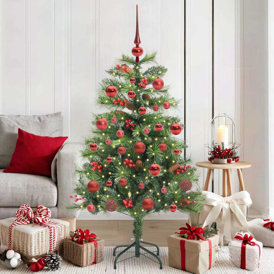 Kunstkerstboom Met Led -Striplichten Groen Pvc En Metaal 150 cm