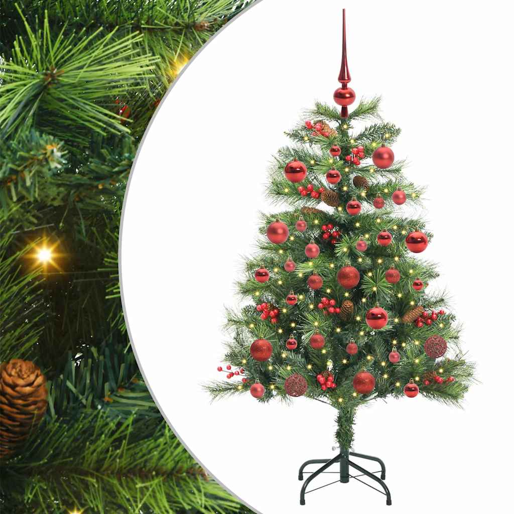 Kunstkerstboom Met Led -Striplichten Groen Pvc En Metaal 150 cm