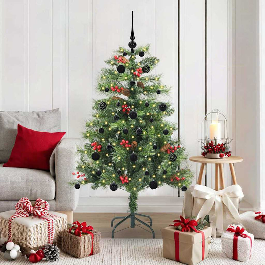 Kunstkerstboom Met Led -Striplichten Groen Pvc En Metaal 150 cm