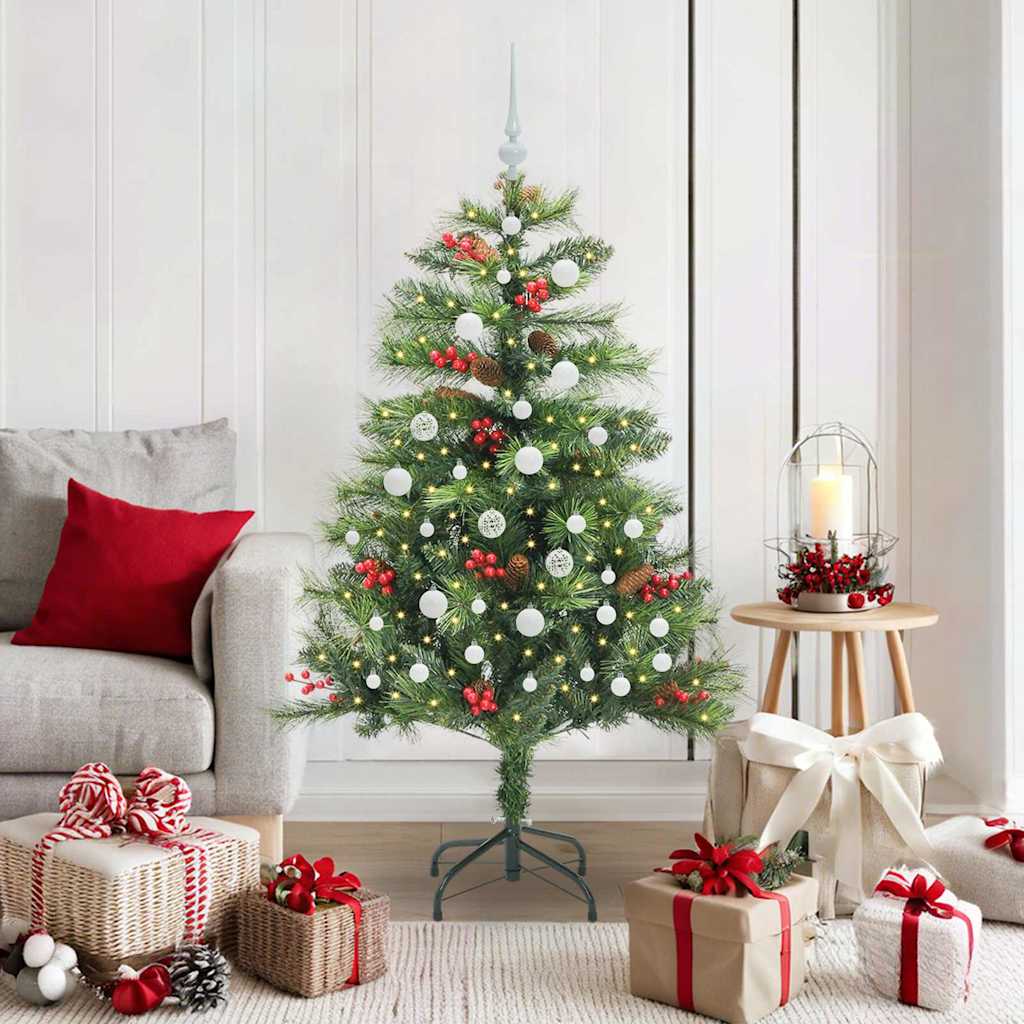 Kunstkerstboom Met Led -Striplichten Groen Pvc En Metaal 150 cm
