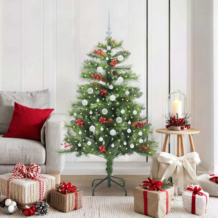 Kunstkerstboom Met Led -Striplichten Groen Pvc En Metaal 150 cm