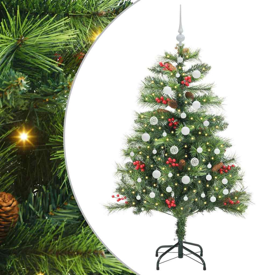 Kunstkerstboom Met Led -Striplichten Groen Pvc En Metaal 150 cm
