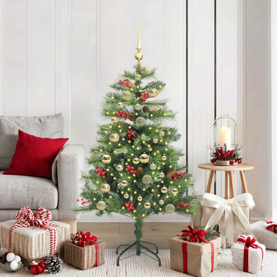 Kunstkerstboom Met Led -Striplichten Groen Pvc En Metaal 150 cm