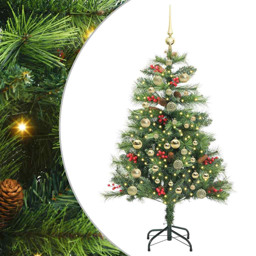 Kunstkerstboom Met Led -Striplichten Groen Pvc En Metaal 150 cm