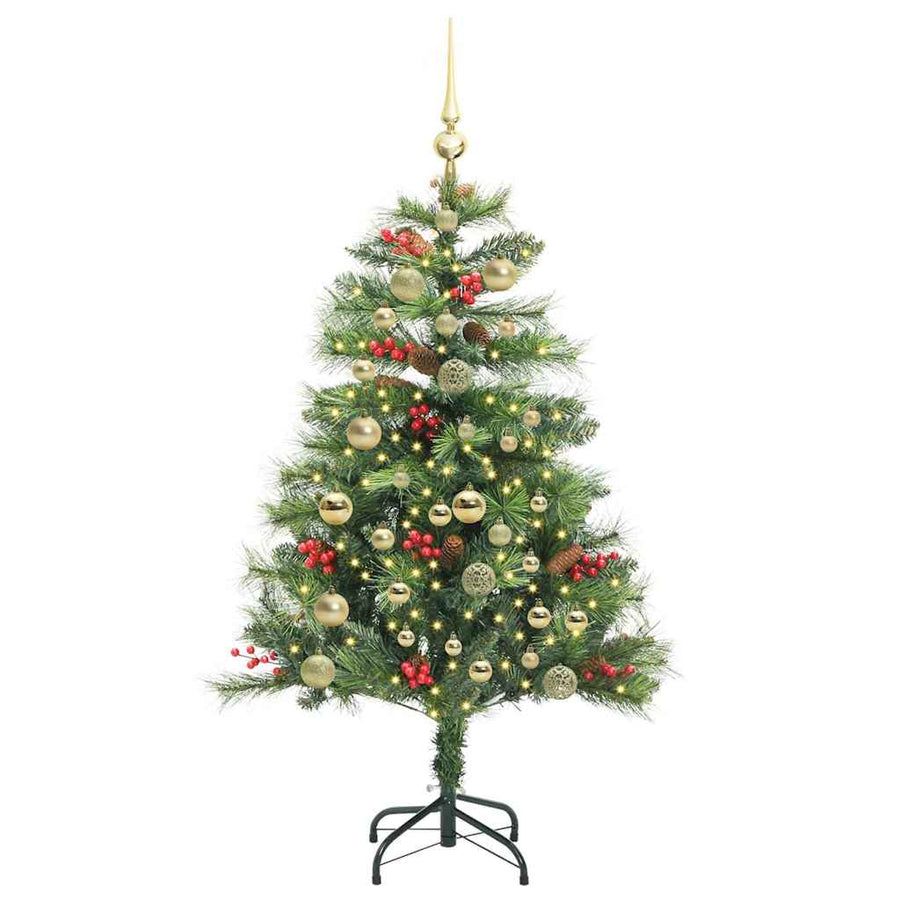 Kunstkerstboom Met Led -Striplichten Groen Pvc En Metaal 150 cm
