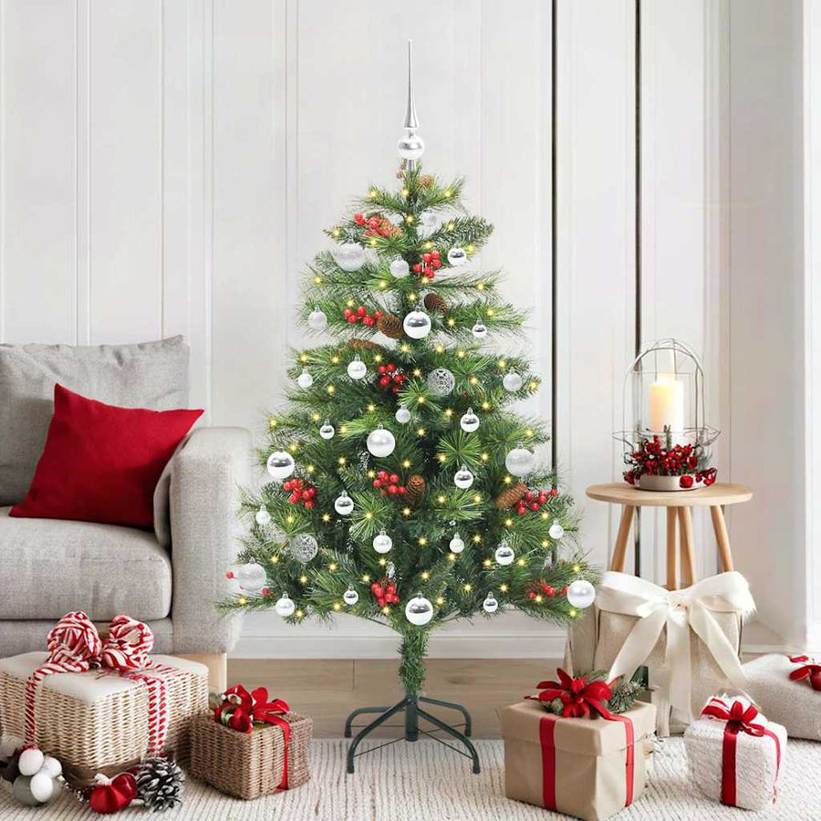 Kunstkerstboom Met Led -Striplichten Groen Pvc En Metaal 150 cm