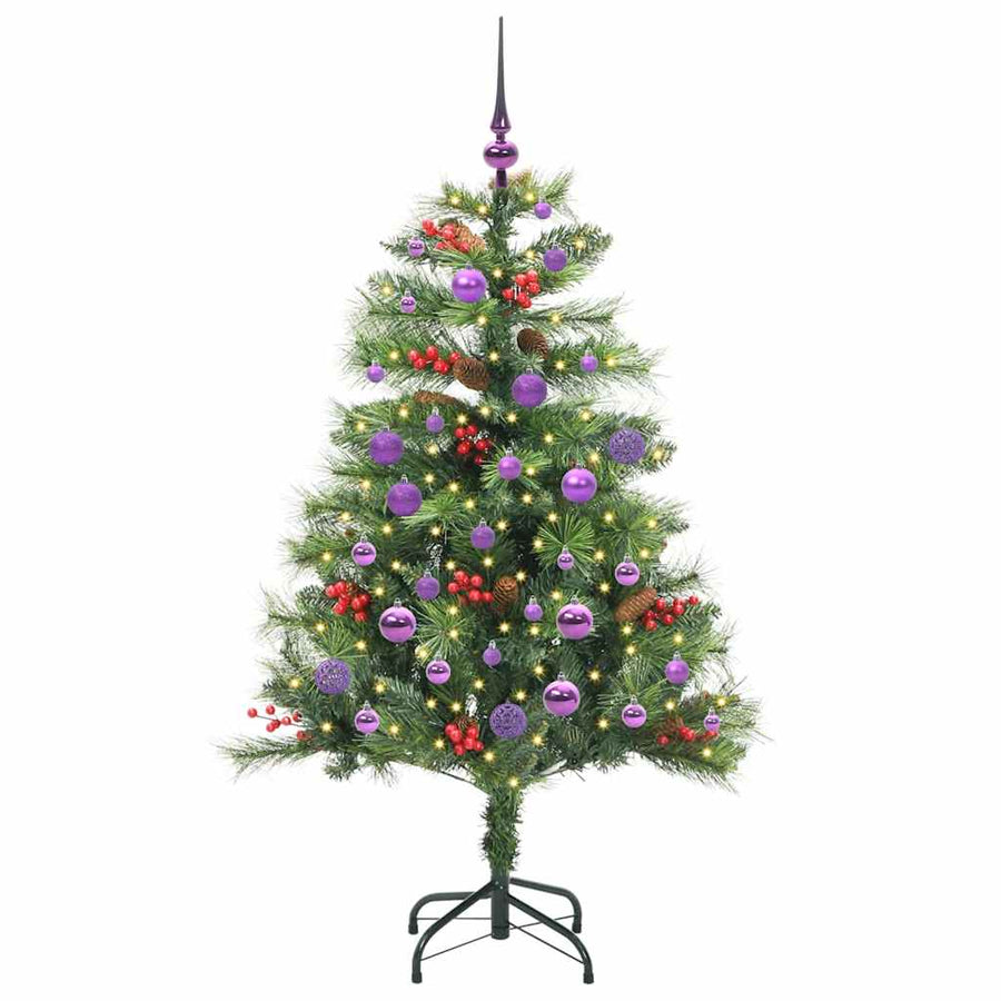 Kunstkerstboom Met Led -Striplichten Groen Pvc En Metaal 150 cm