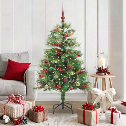 Kunstkerstboom Met Led -Striplichten Groen Pvc En Metaal 150 cm