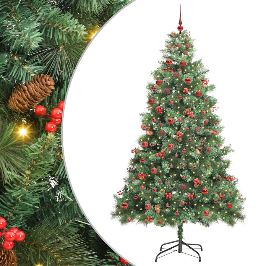 Kunstkerstboom Met Led -Striplichten Groen Pvc En Metaal 210 cm