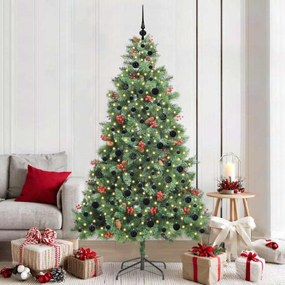 Kunstkerstboom met LED -striplichten Groen 210 cm PVC en Metaal
