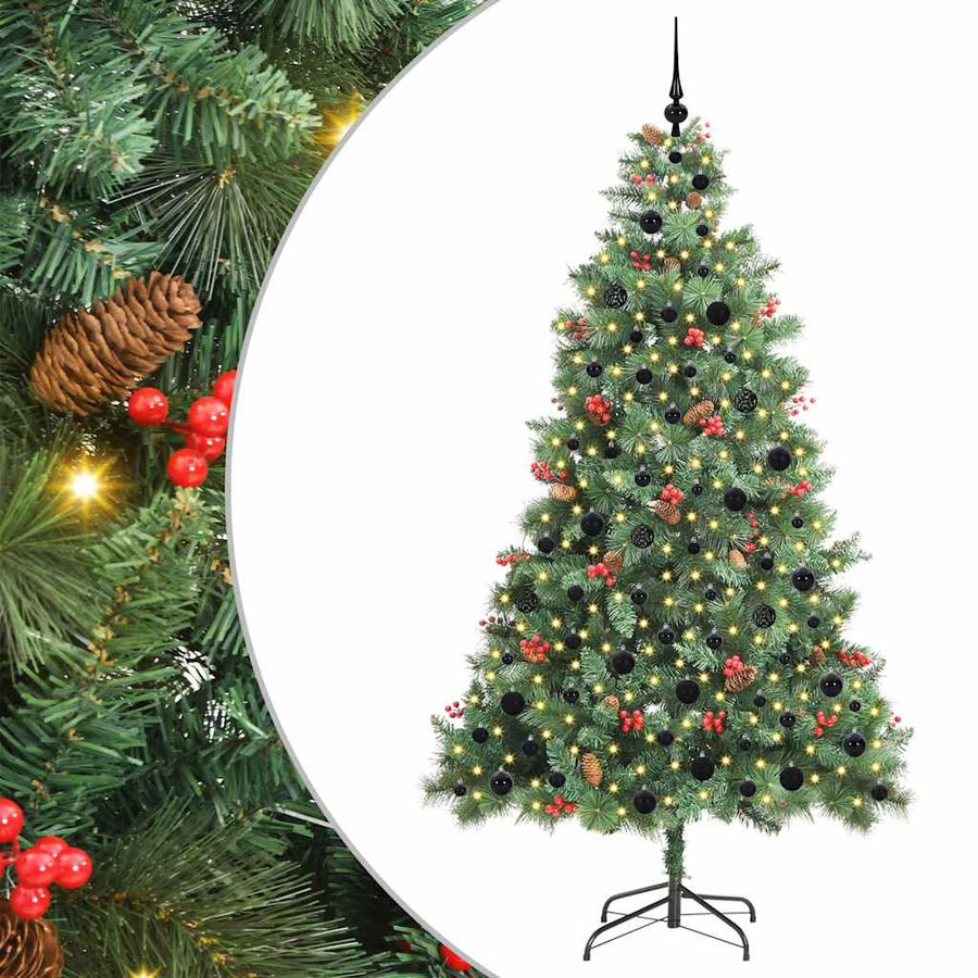 Kunstkerstboom met LED -striplichten Groen 210 cm PVC en Metaal
