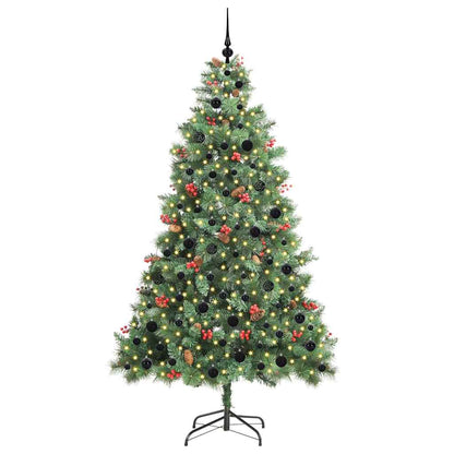 Kunstkerstboom met LED -striplichten Groen 210 cm PVC en Metaal