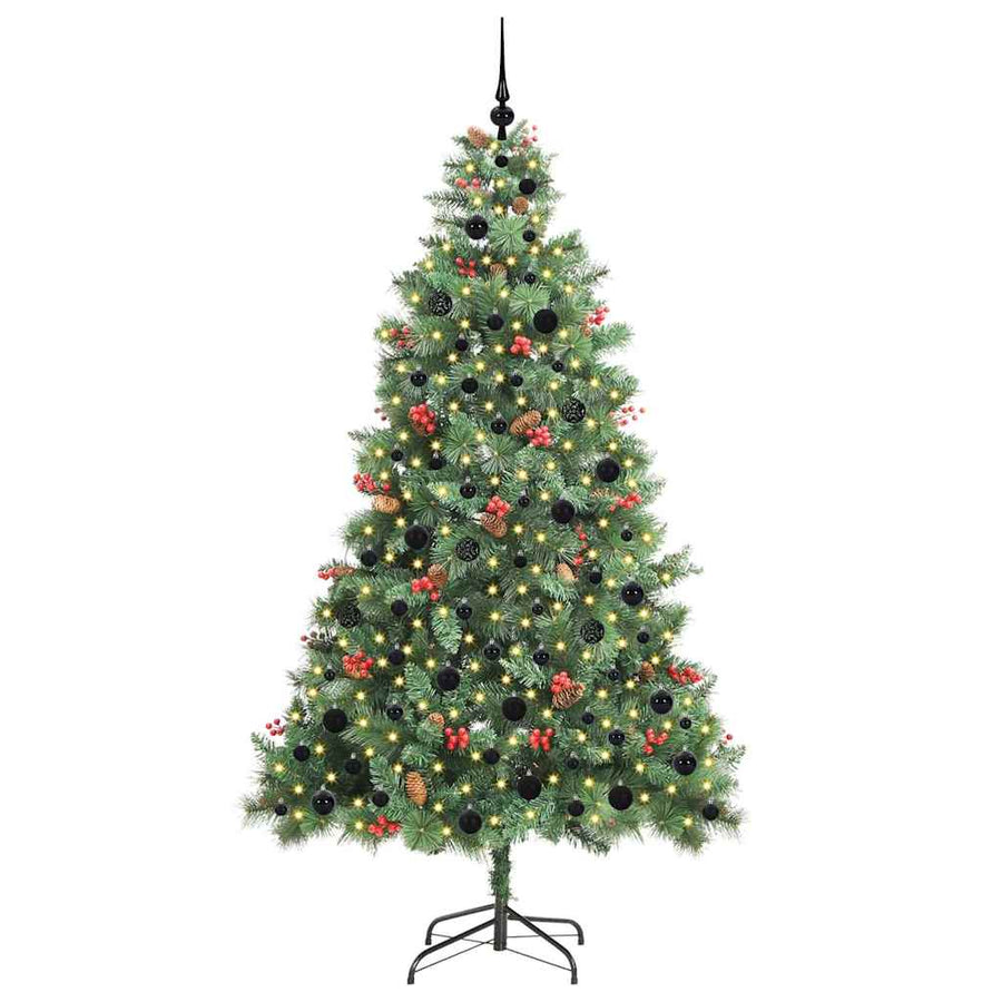 Kunstkerstboom met LED -striplichten Groen 210 cm PVC en Metaal