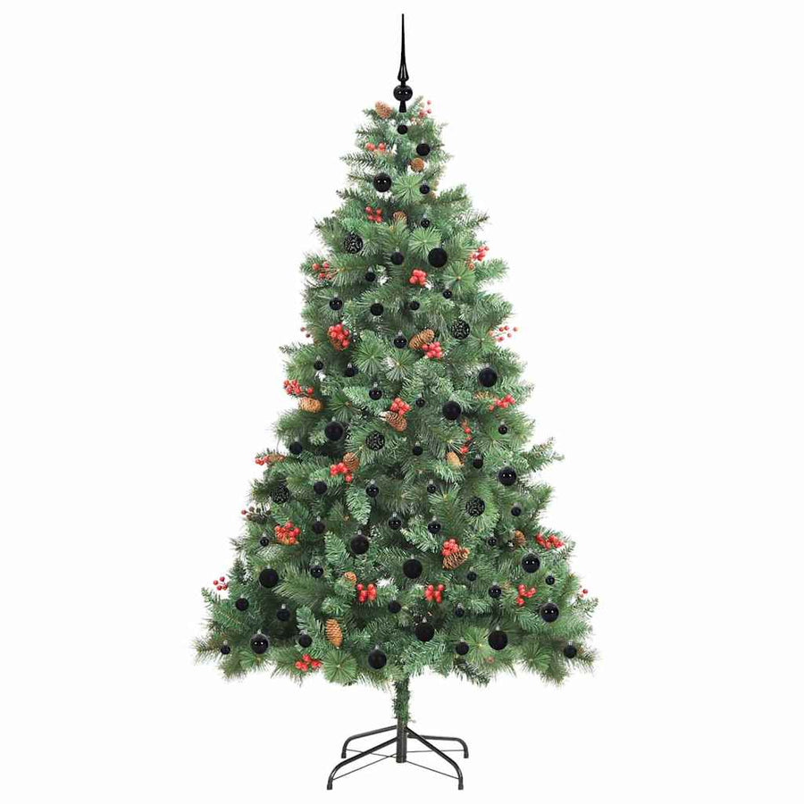 Kunstkerstboom met LED -striplichten Groen 210 cm PVC en Metaal