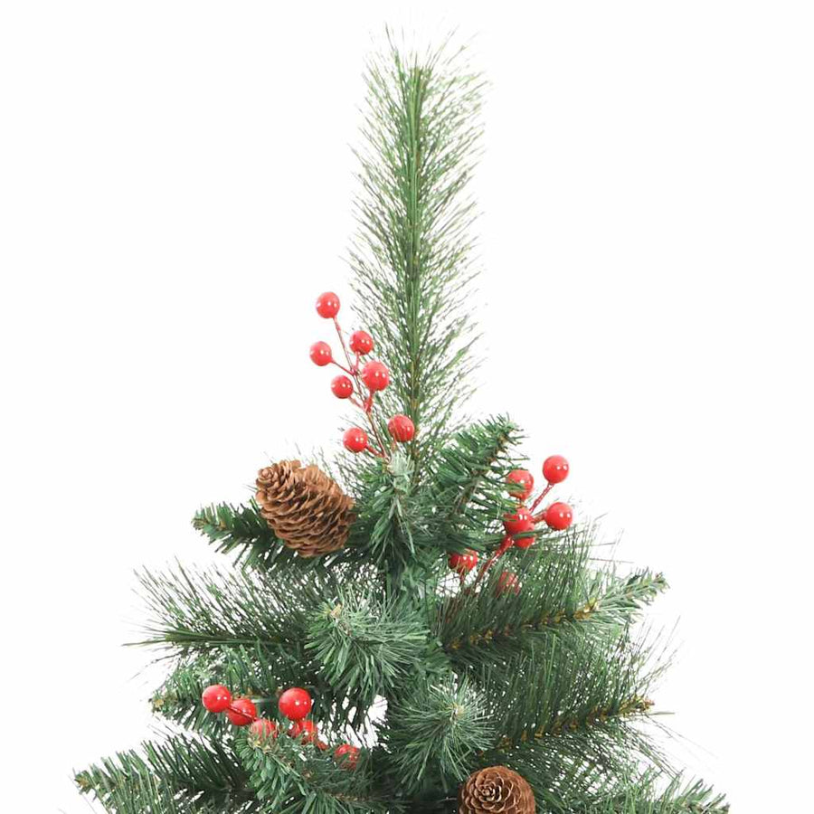 Kunstkerstboom met LED -striplichten Groen 210 cm PVC en Metaal