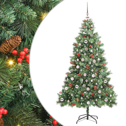 Kunstkerstboom met LED -striplichten Groen 210 cm PVC en Metaal