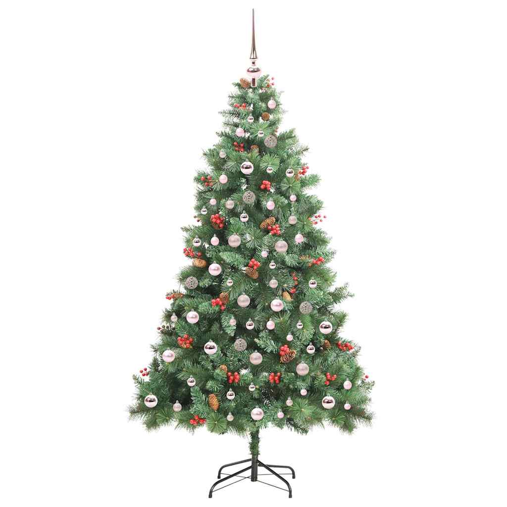 Kunstkerstboom met LED -striplichten Groen 210 cm PVC en Metaal