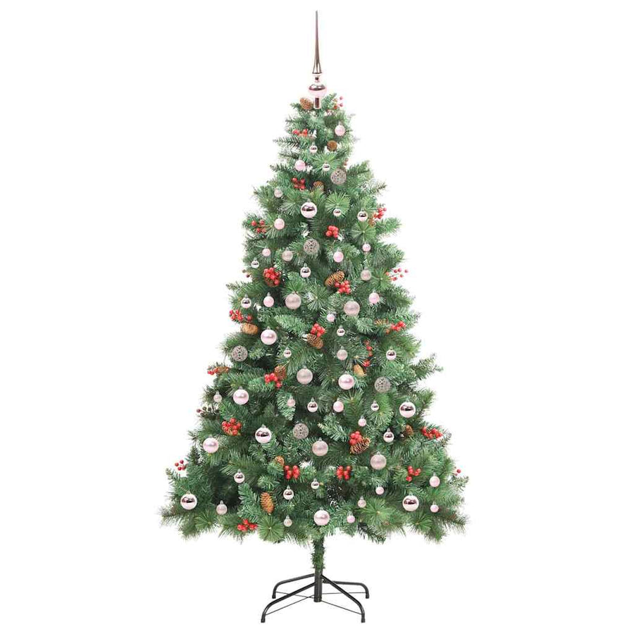 Kunstkerstboom met LED -striplichten Groen 210 cm PVC en Metaal