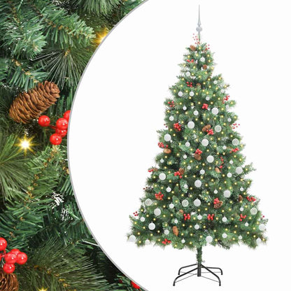 Kunstkerstboom met LED -striplichten Groen 210 cm PVC en Metaal