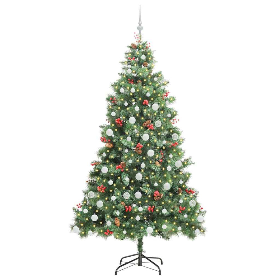 Kunstkerstboom met LED -striplichten Groen 210 cm PVC en Metaal