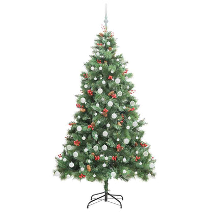 Kunstkerstboom met LED -striplichten Groen 210 cm PVC en Metaal