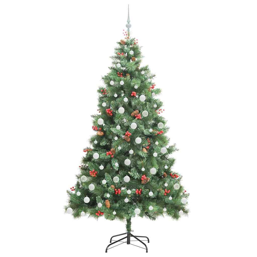 Kunstkerstboom met LED -striplichten Groen 210 cm PVC en Metaal