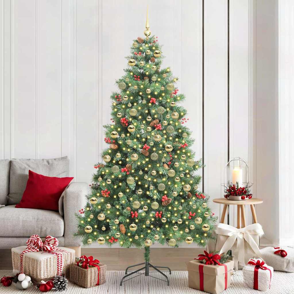 Kunstkerstboom Met Led -Striplichten Groen Pvc En Metaal 210 cm