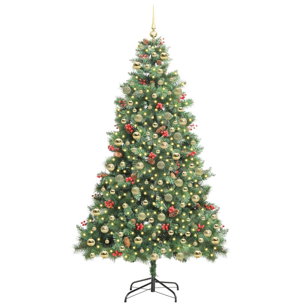 Kunstkerstboom Met Led -Striplichten Groen Pvc En Metaal 210 cm