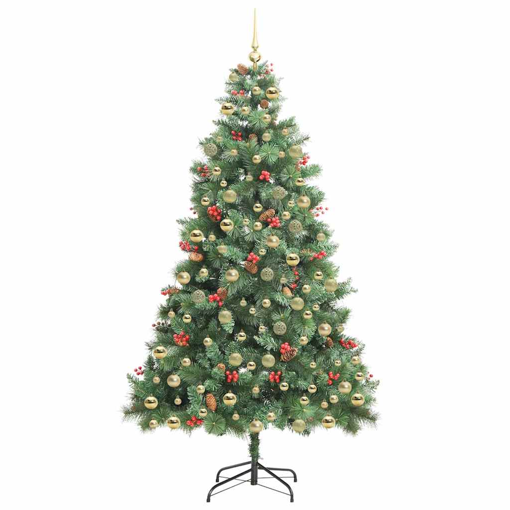 Kunstkerstboom Met Led -Striplichten Groen Pvc En Metaal 210 cm