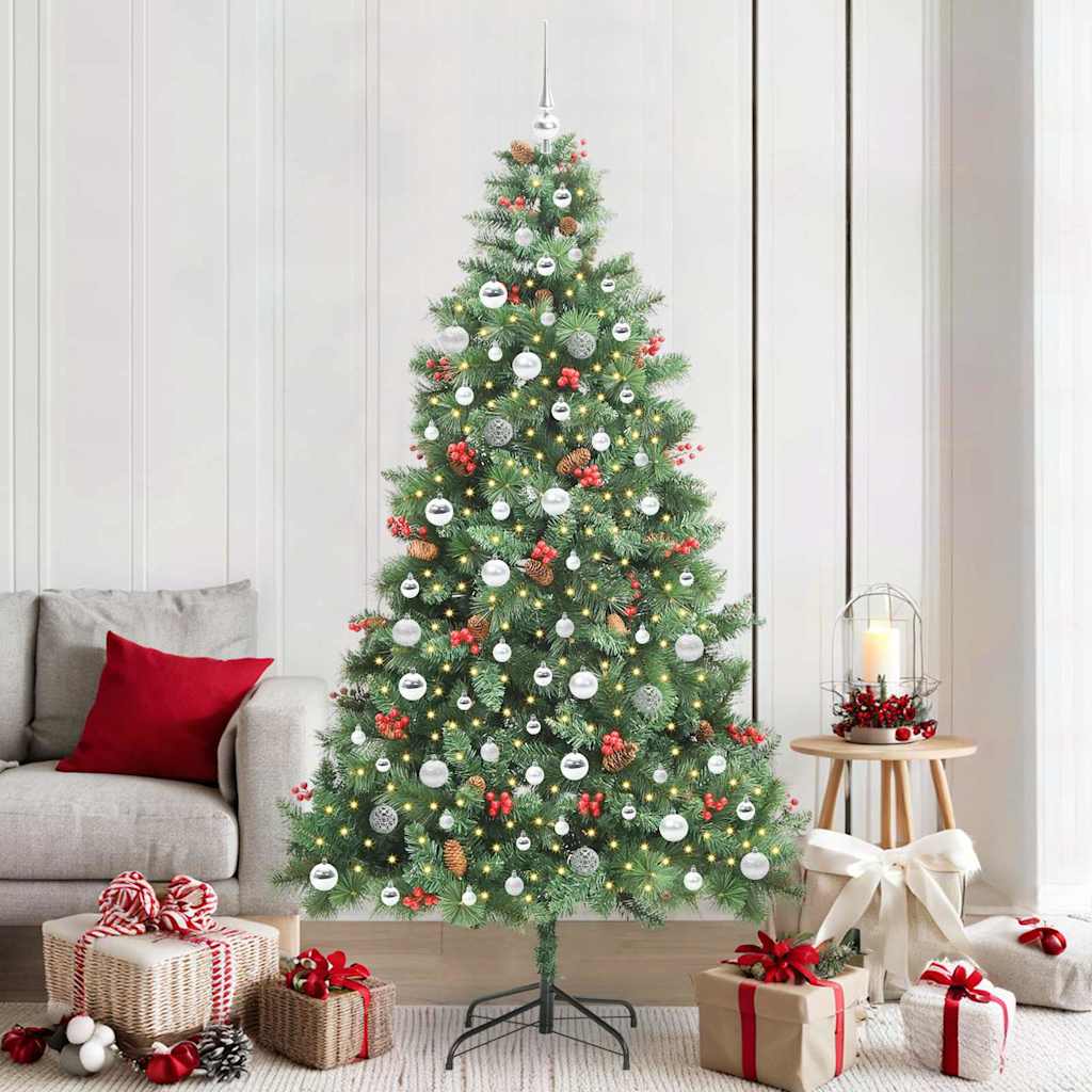 Kunstkerstboom Met Led -Striplichten Groen Pvc En Metaal 210 cm