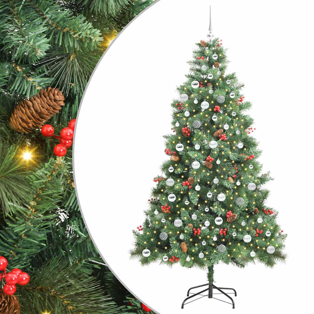 Kunstkerstboom Met Led -Striplichten Groen Pvc En Metaal 210 cm