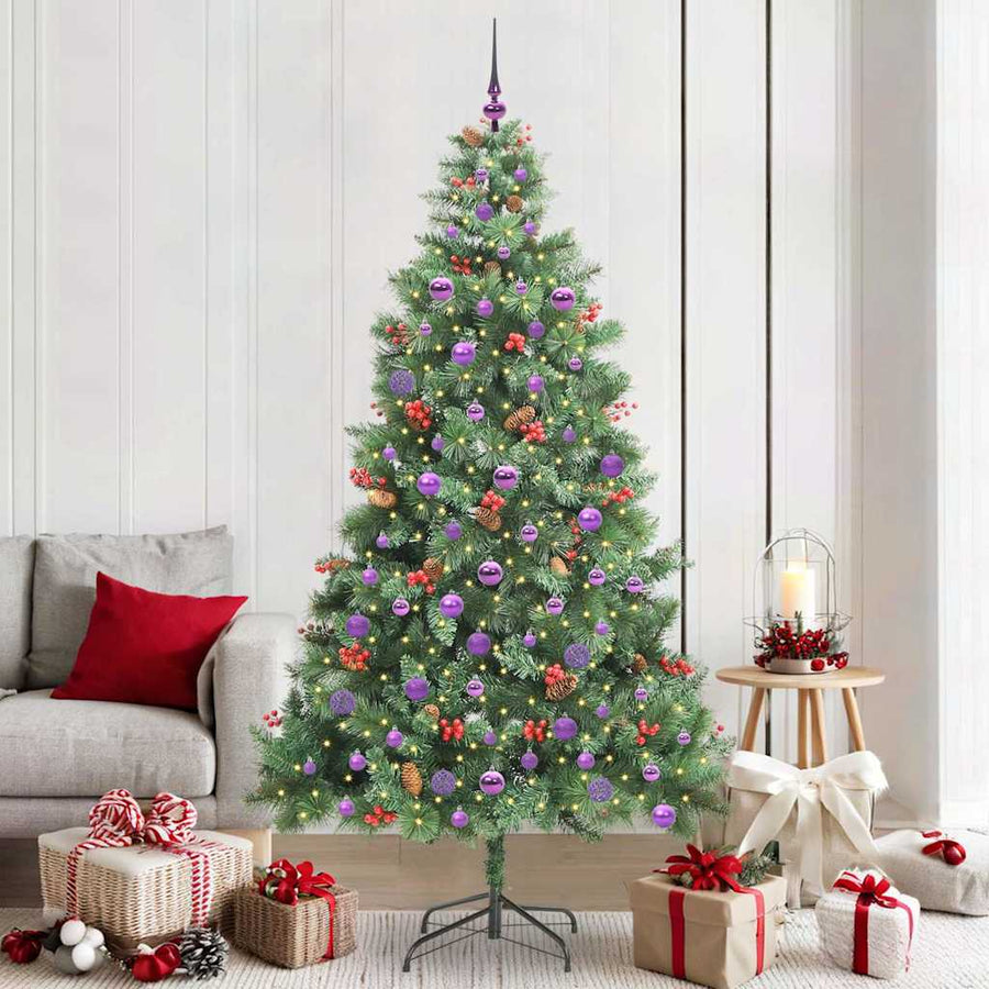 Kunstkerstboom met LED -striplichten Groen 210 cm PVC en Metaal
