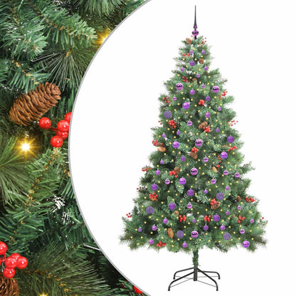 Kunstkerstboom met LED -striplichten Groen 210 cm PVC en Metaal