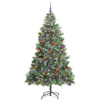 Kunstkerstboom met LED -striplichten Groen 210 cm PVC en Metaal