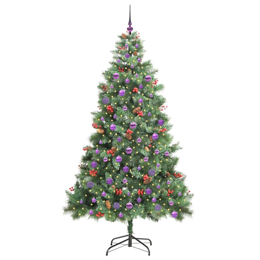 Kunstkerstboom met LED -striplichten Groen 210 cm PVC en Metaal