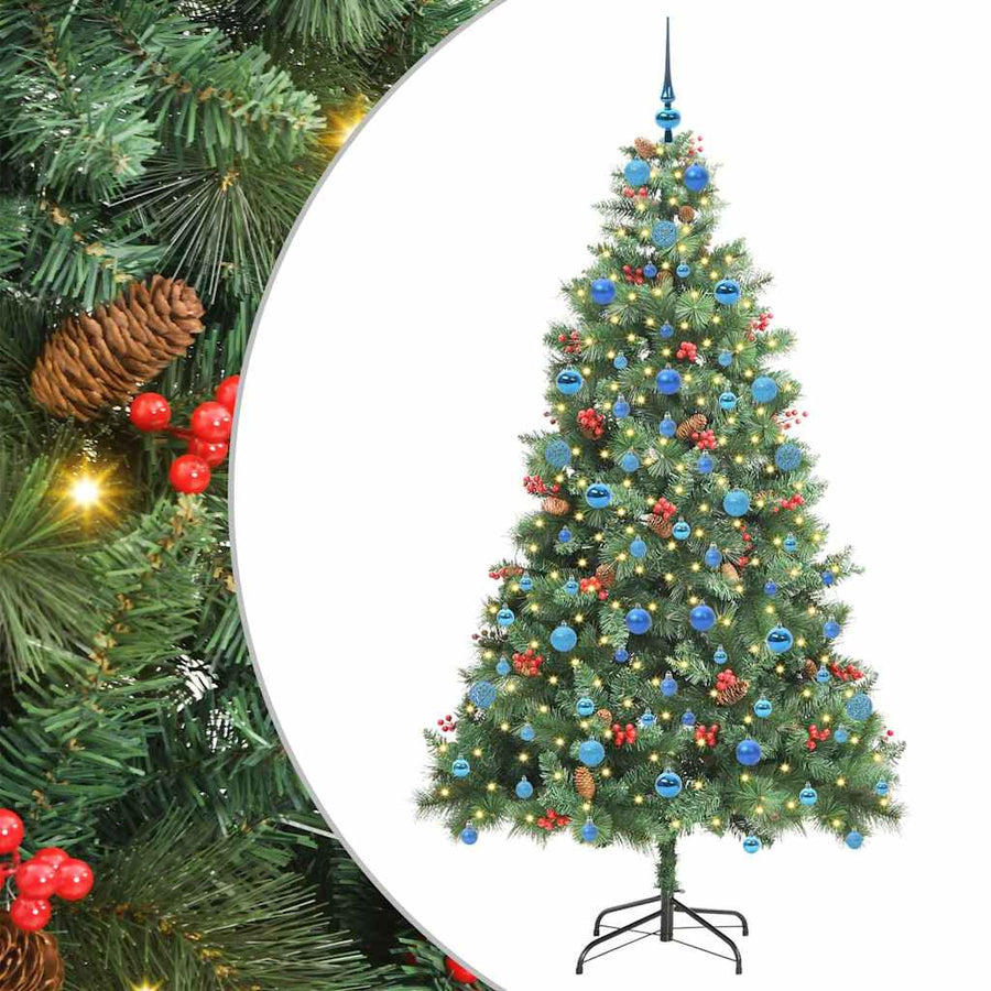 Kunstkerstboom met LED -striplichten Groen 210 cm PVC en Metaal