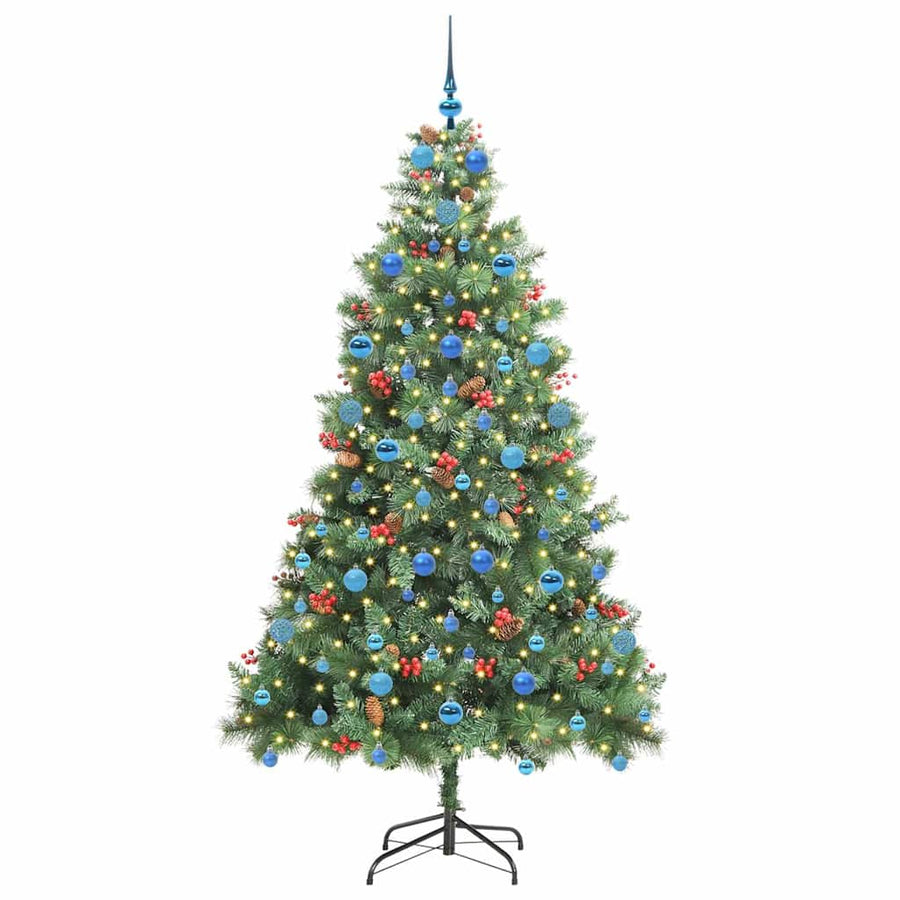 Kunstkerstboom met LED -striplichten Groen 210 cm PVC en Metaal