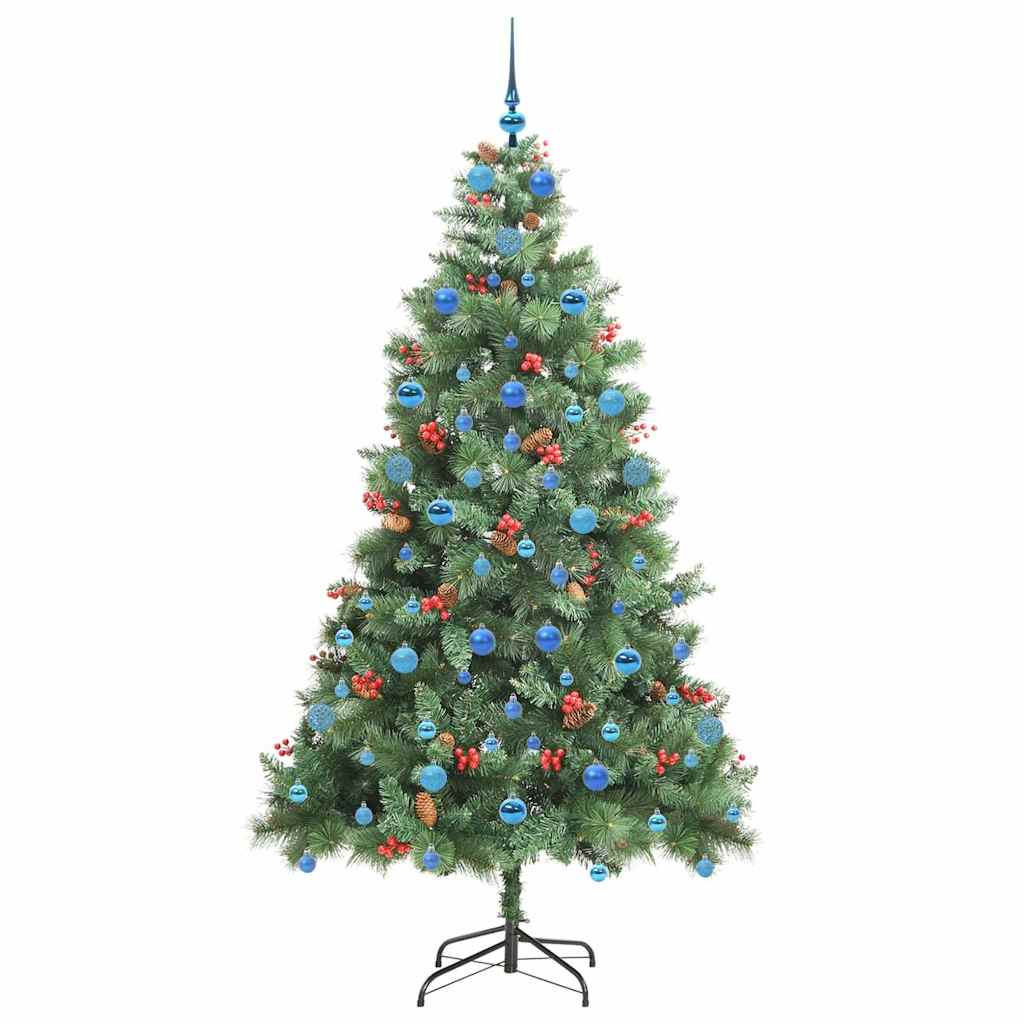Kunstkerstboom met LED -striplichten Groen 210 cm PVC en Metaal