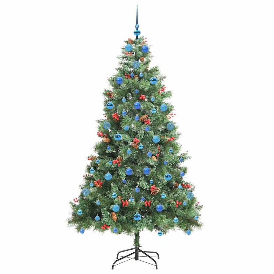 Kunstkerstboom met LED -striplichten Groen 210 cm PVC en Metaal